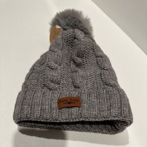 Britt's Knits Gray Cable Knit Cozy Classic Hat with Pom